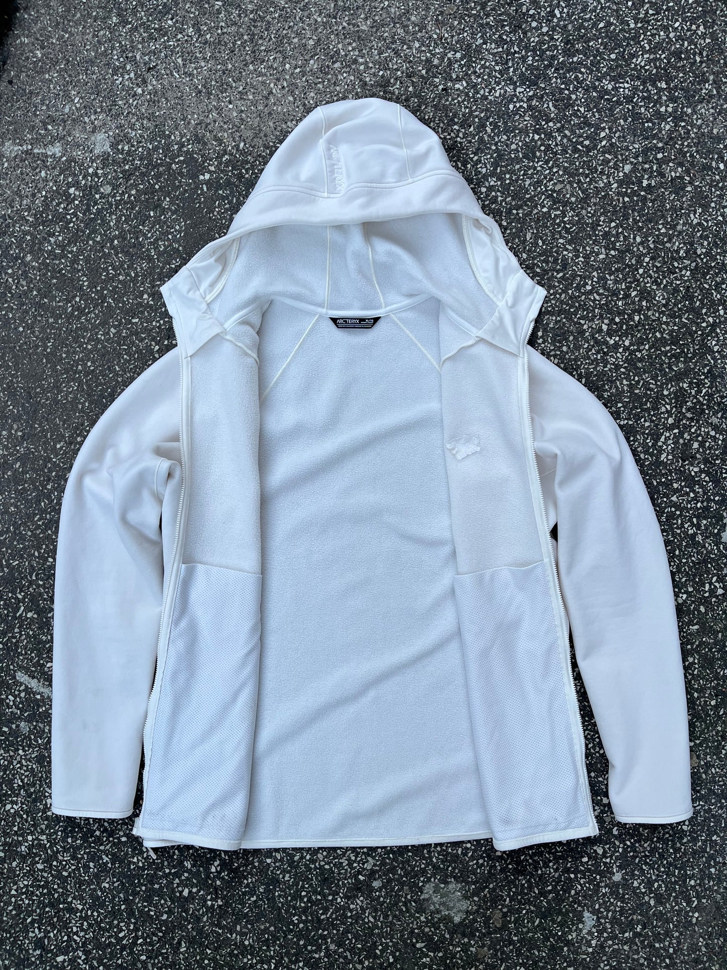 Arc’teryx Fleece Full-Zip Hoodie – White XL Dame M–L Herre