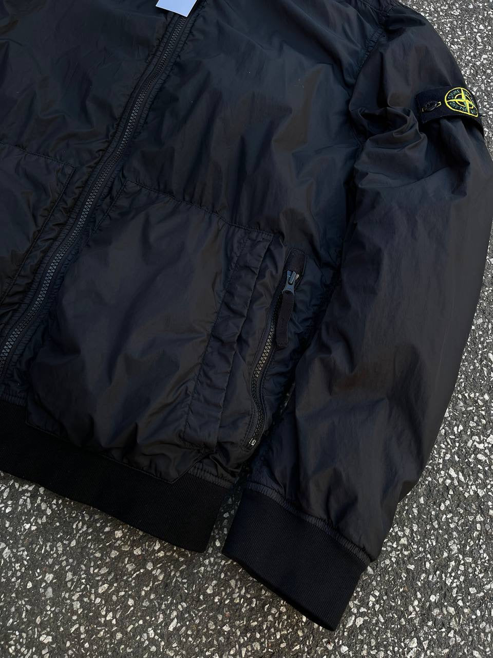 Stone Island Jakke Sommerjakke Garment Dyed Crinkle Reps Ny i Sort L Large