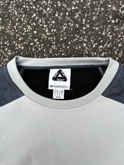 Adidas X Palace vintage reflektive sweatshirt i grå/ hvid L large
