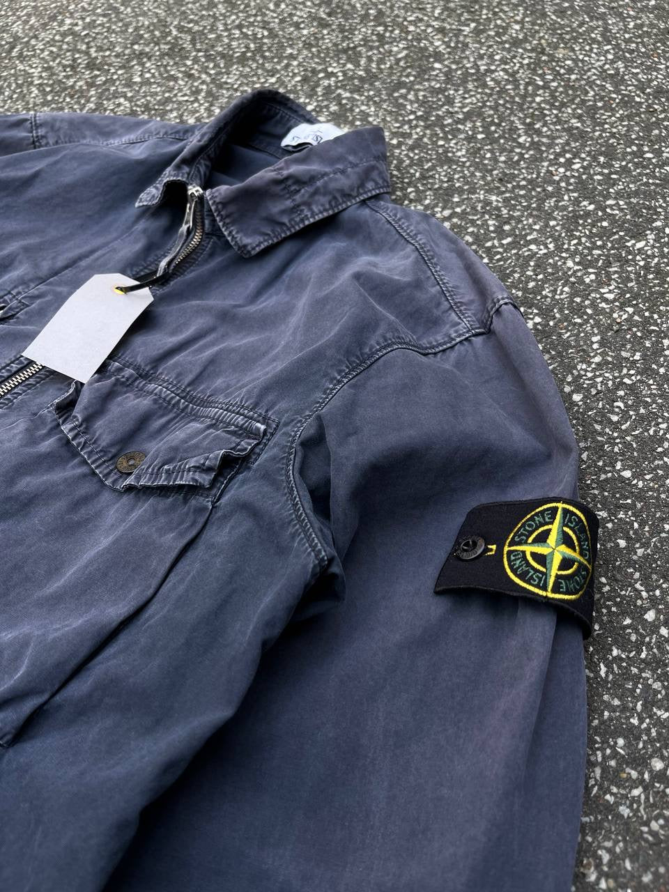 Stone Island Overshirt Vintage Look i Mørkeblå S Small Brugt Used
