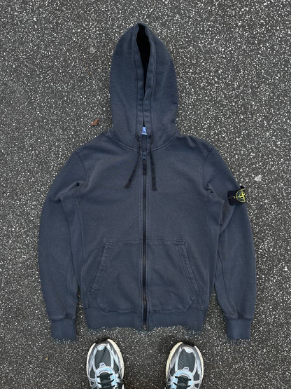 Stone Island Zip-Up Hoodie Hættetrøje Large i Grå Brugt Used