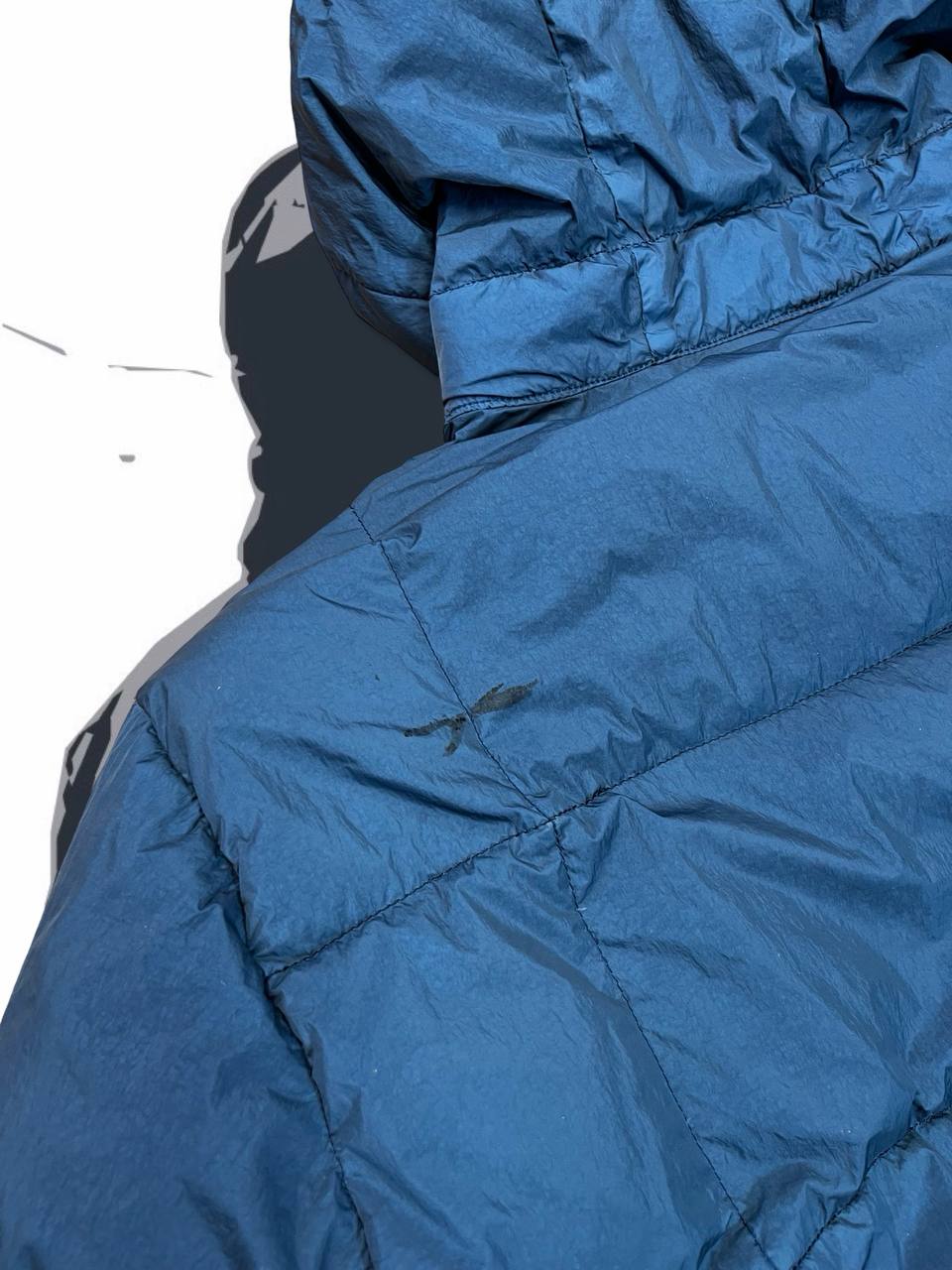 Brugt Used Stone Island Dunjakke i Navy farve L large Garment Dyed Crinkle Reps Ny Down