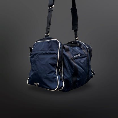Prada Vintage Nylon Duffle / Travel Bag – Navy