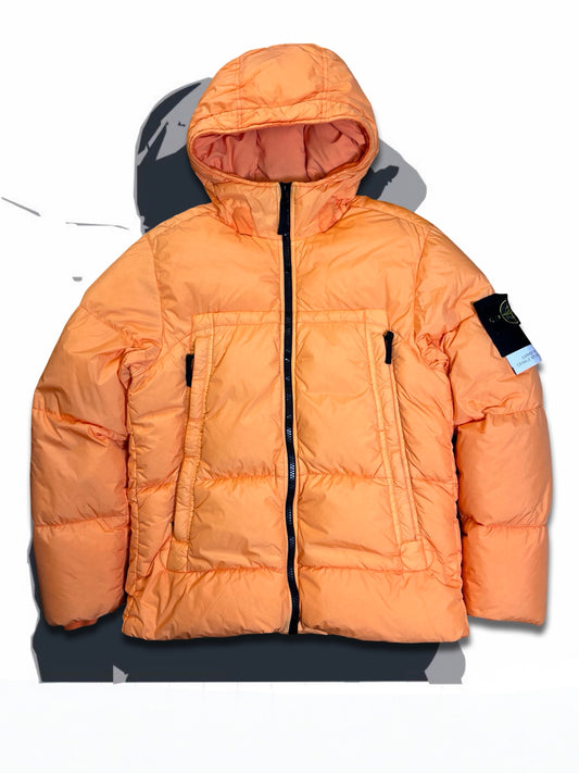 Brugt Used Orange Dunjakke Stone Island Puffer i L large Down Jacket