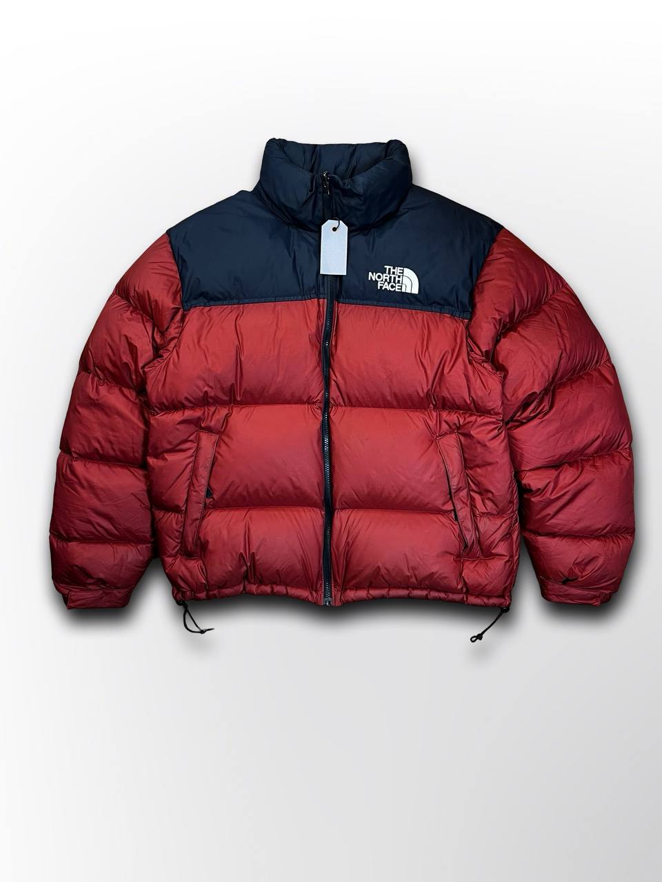 “Brugt Varm Dunjakke The North Face Nuptse 700 med Hætte Vinterjakke i L Large mænd i sort og bordeaux”