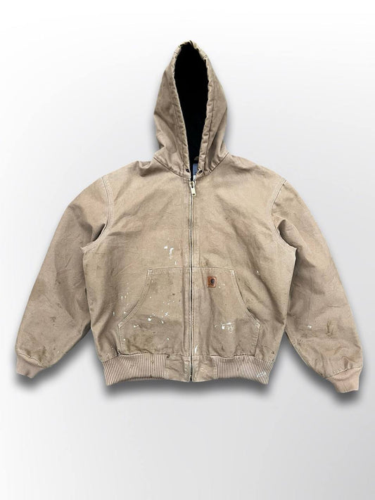 Brugt Vintage Carhartt Active Jacket USA 90s Med Fleece Insulation Vinterjakke i Beige farve L Large herre Unisex