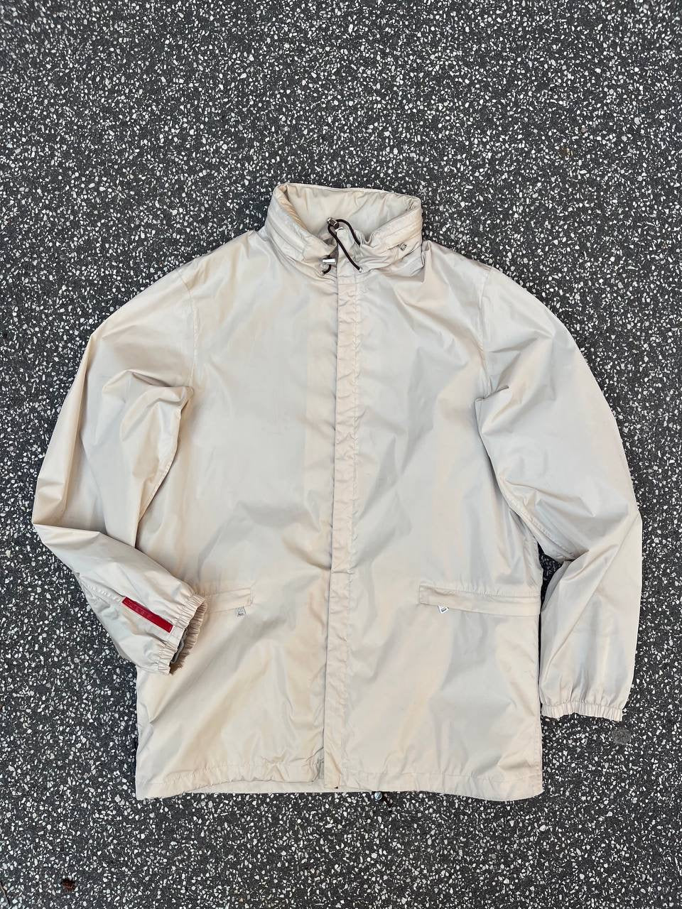 Prada 2-in-1 Jakke og Taske i Beige Creme L Large Str.50 Vintage