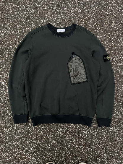 Stone Island Sweatshirt With Nylon Pocket – Dark Green Str. Large