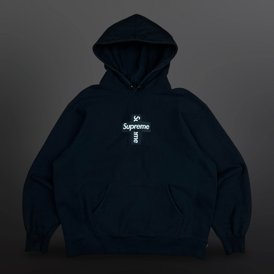 Supreme Cross Box Logo Hoodie – Sort Str. XL