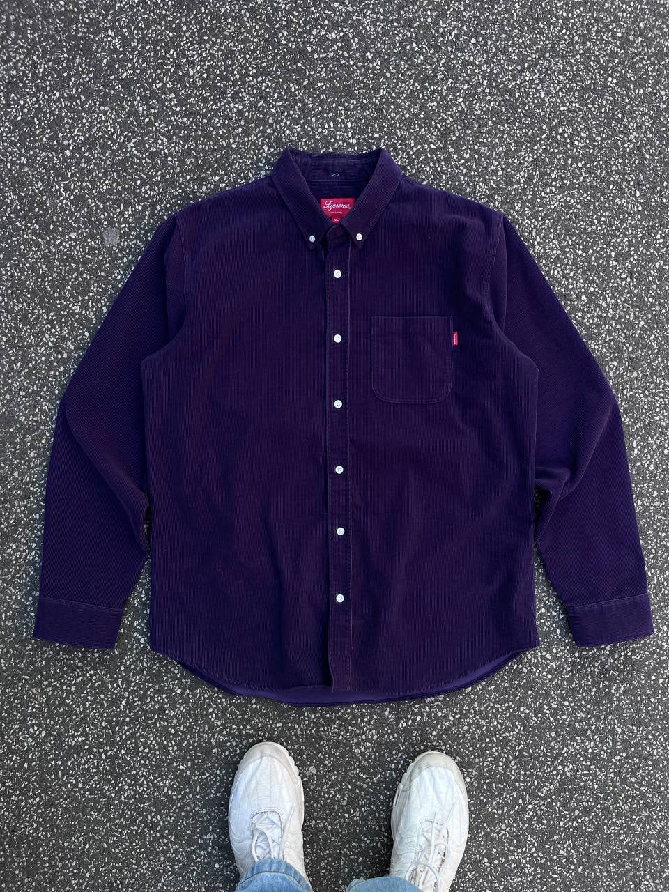 Supreme Skjorte Fløjlskjorte Lilla XL Brugt Used