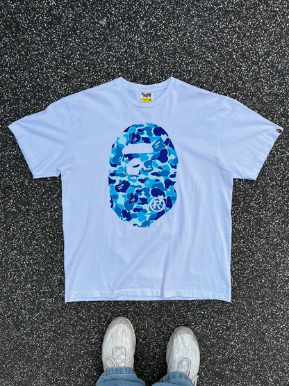 Bape A-Bathing Ape Tee T-Shirt XL Hvid Double Logo Brugt Used