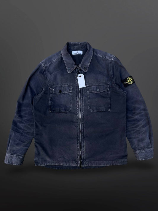 Stone Island Overshirt Sommerjakke Overgangsjakke Skjorte Med Lynlås Og Lommer Navy XL Vintage