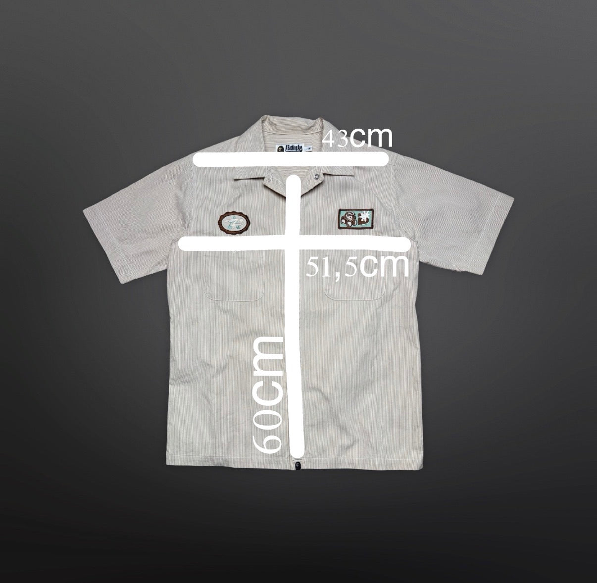 BAPE Skjorte – Beige Stribet Sommer Skjorte (M)