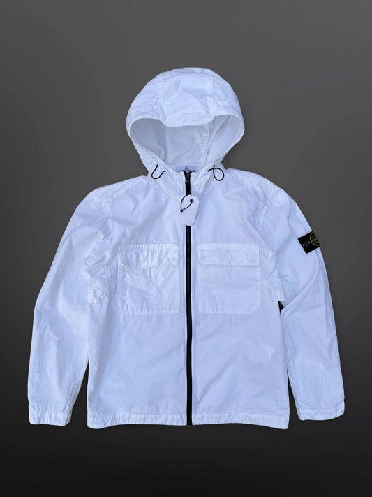 Stone Island Jakke Hooded Overshirt i Hvid L Large