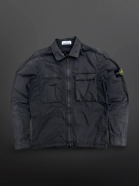 Stone Island Overshirt Skjorte Med Lynlås Sommerjakke Overgangsjakke I Grå L Large 6815111WN
