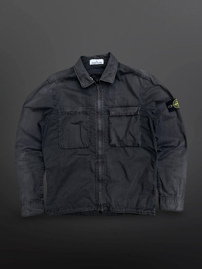 Stone Island Overshirt Skjorte Med Lynlås Sommerjakke Overgangsjakke I Grå L Large 6815111WN 