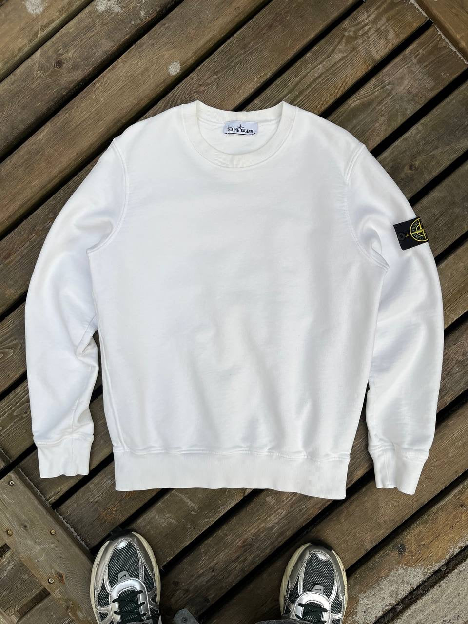 Stone Island Sweatshirt Crew Neck Hvid Medium Brugt
