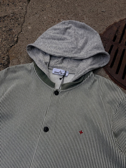 Stone Island Marina Hooded Overshirt – Green/Stripe – Large
