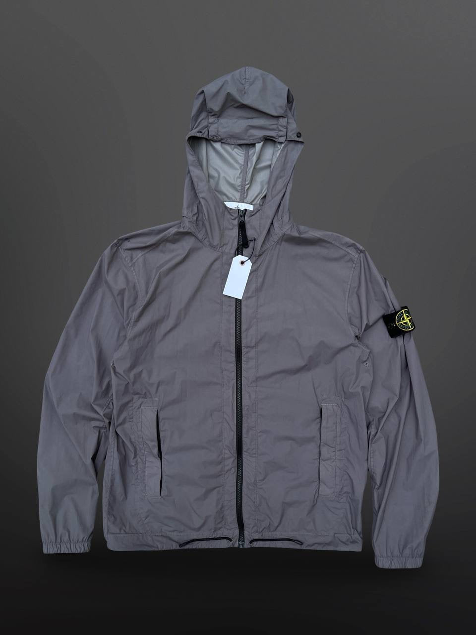 Stone Island Regnjakke Skin Touch Nylon Grå Grey M Medium Brugt Used