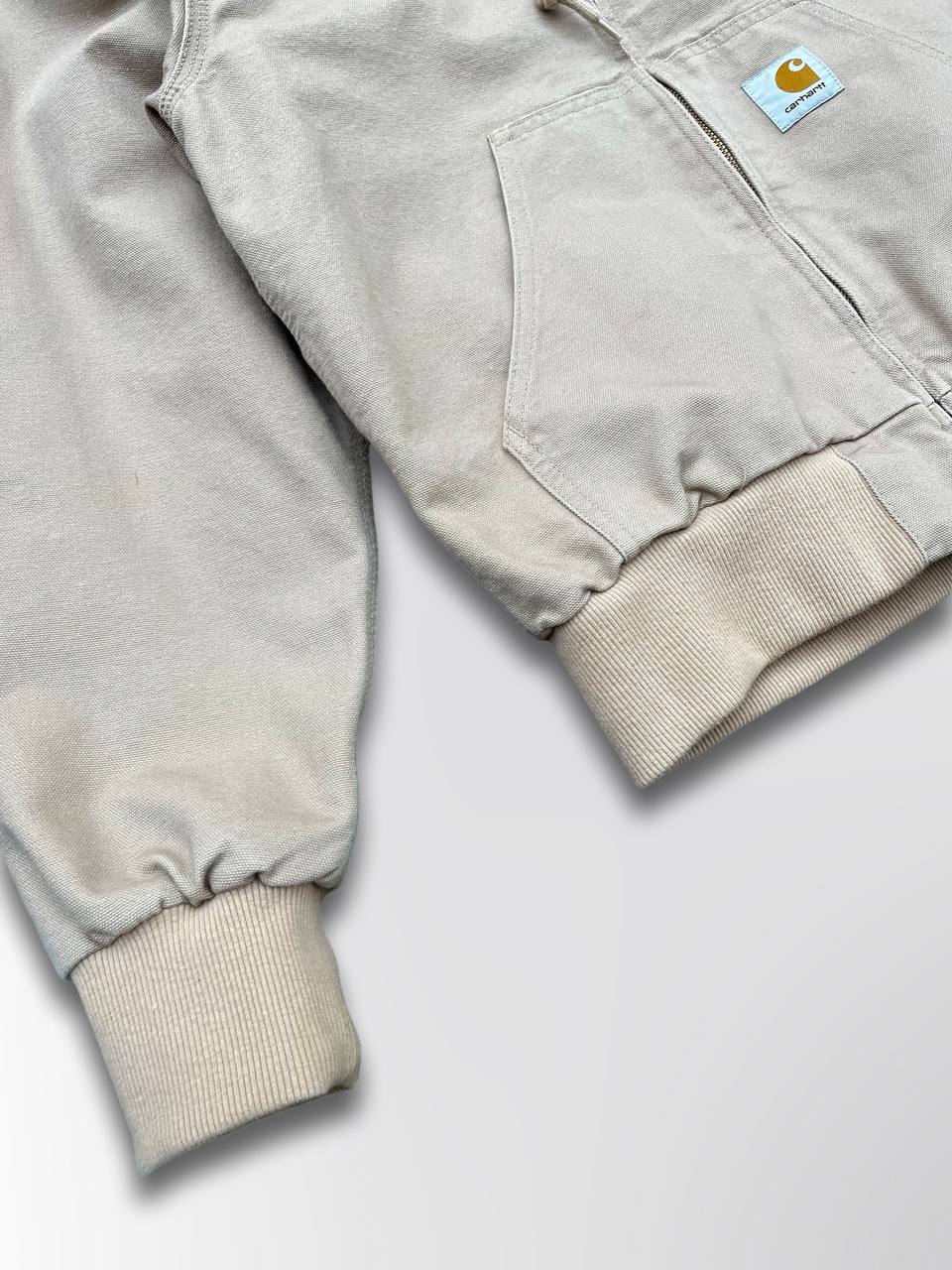 Brugt Carhartt WIP Active Jacket USA Vintage Look i Beige Farve S Small Herre