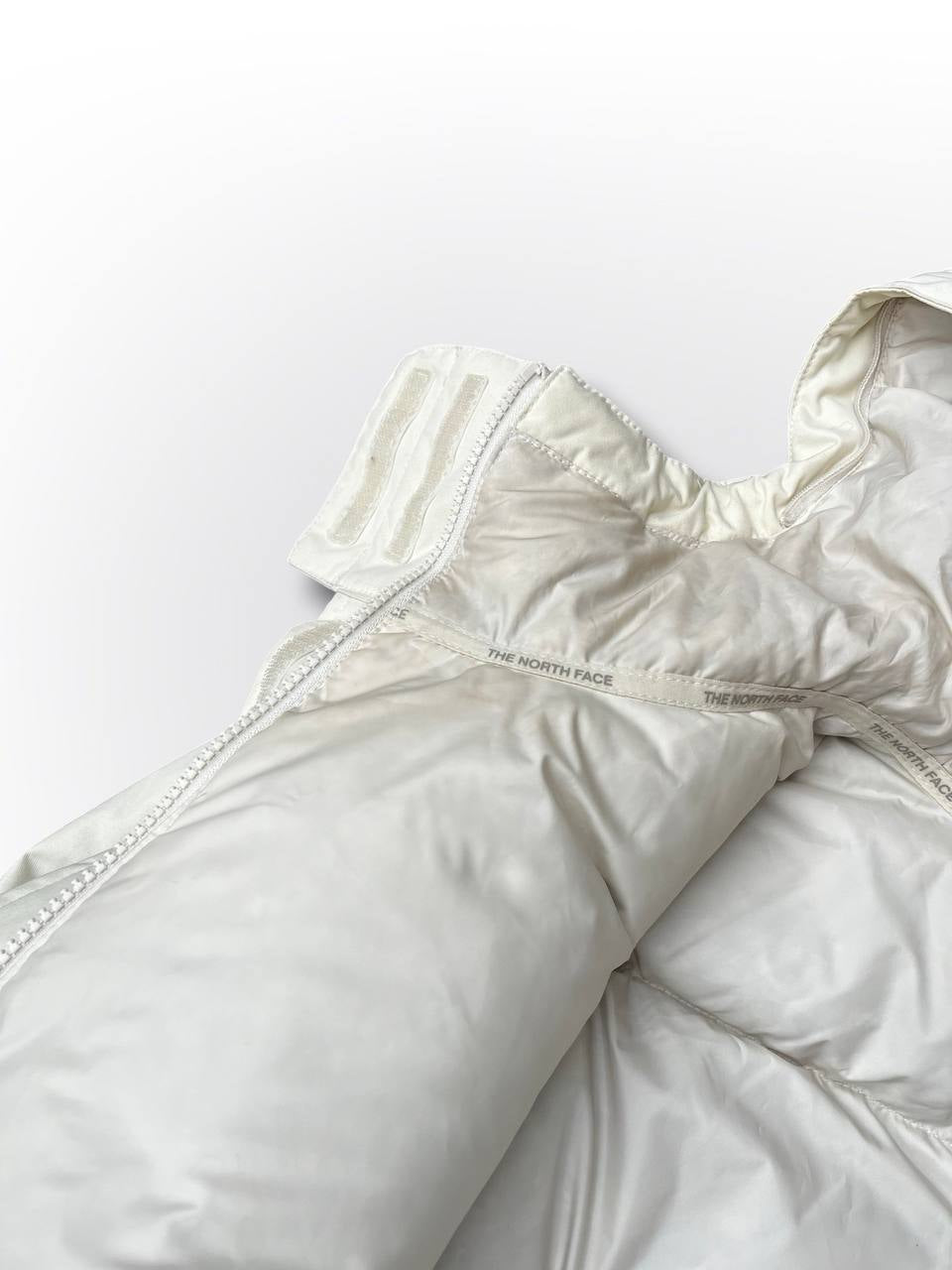 Brugt Used Vintage Vinterjakke Skijakke Hvid The North Face puffer dynjakke med Bælte og hætte kvinde dame model L large