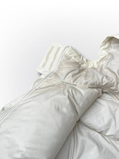 Brugt Used Vintage Vinterjakke Skijakke Hvid The North Face puffer dynjakke med Bælte og hætte kvinde dame model L large