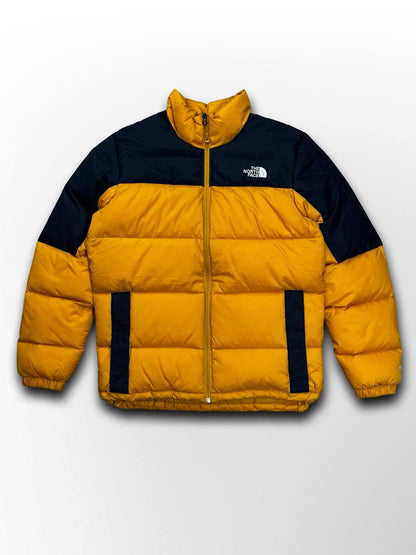 Brugt Dunjakke varm The North Face 700 Vinterjakke i god stand i gul orange og sort M medium mænd