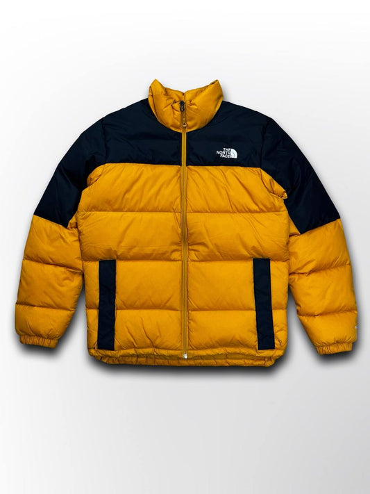 Brugt Dunjakke varm The North Face 700 Vinterjakke i god stand i gul orange og sort M medium mænd