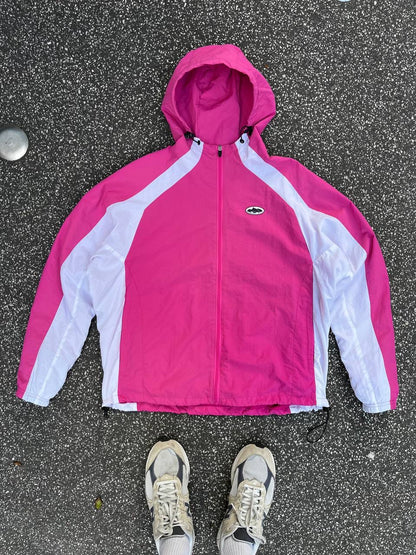 Corteiz Rose Pink Taille International M Medium Windbreaker Sommerjakke Rose Hvid White