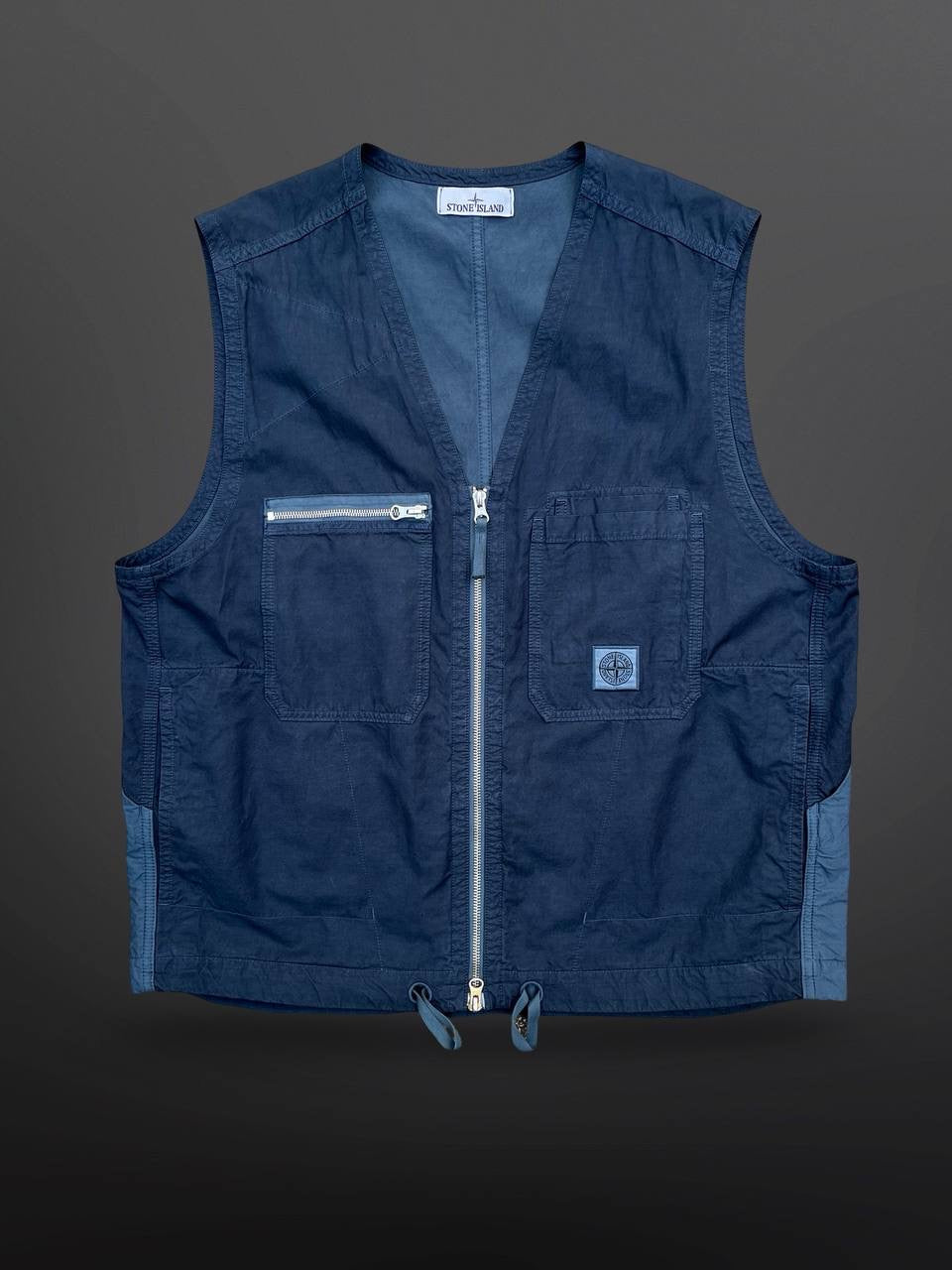 Stone Island Cupro Cotton Vest i Navy Mørkeblå XL
