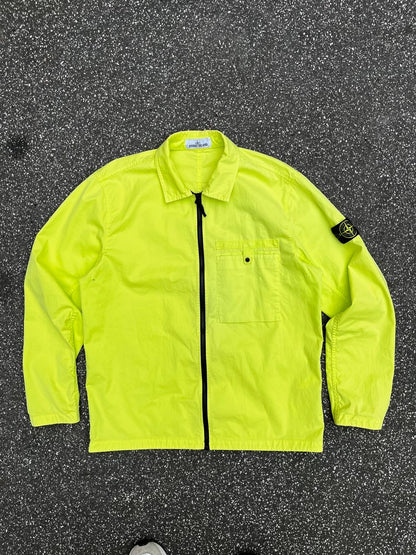 Stone Island Overshirt Neon Grøn Green XL Sommerjakke Skjorte Med Lynlås 761512619