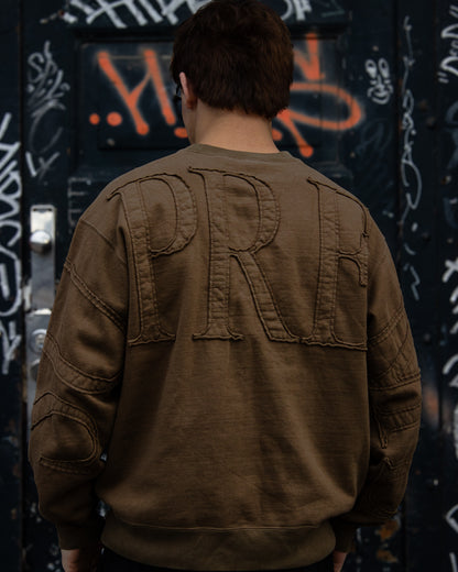 Supreme Tonal Appliqué Crewneck Olive Brown, Str. Large