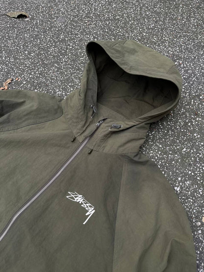 Stussy Beach Shell Jacket Faded Grøn Khaki M Medium