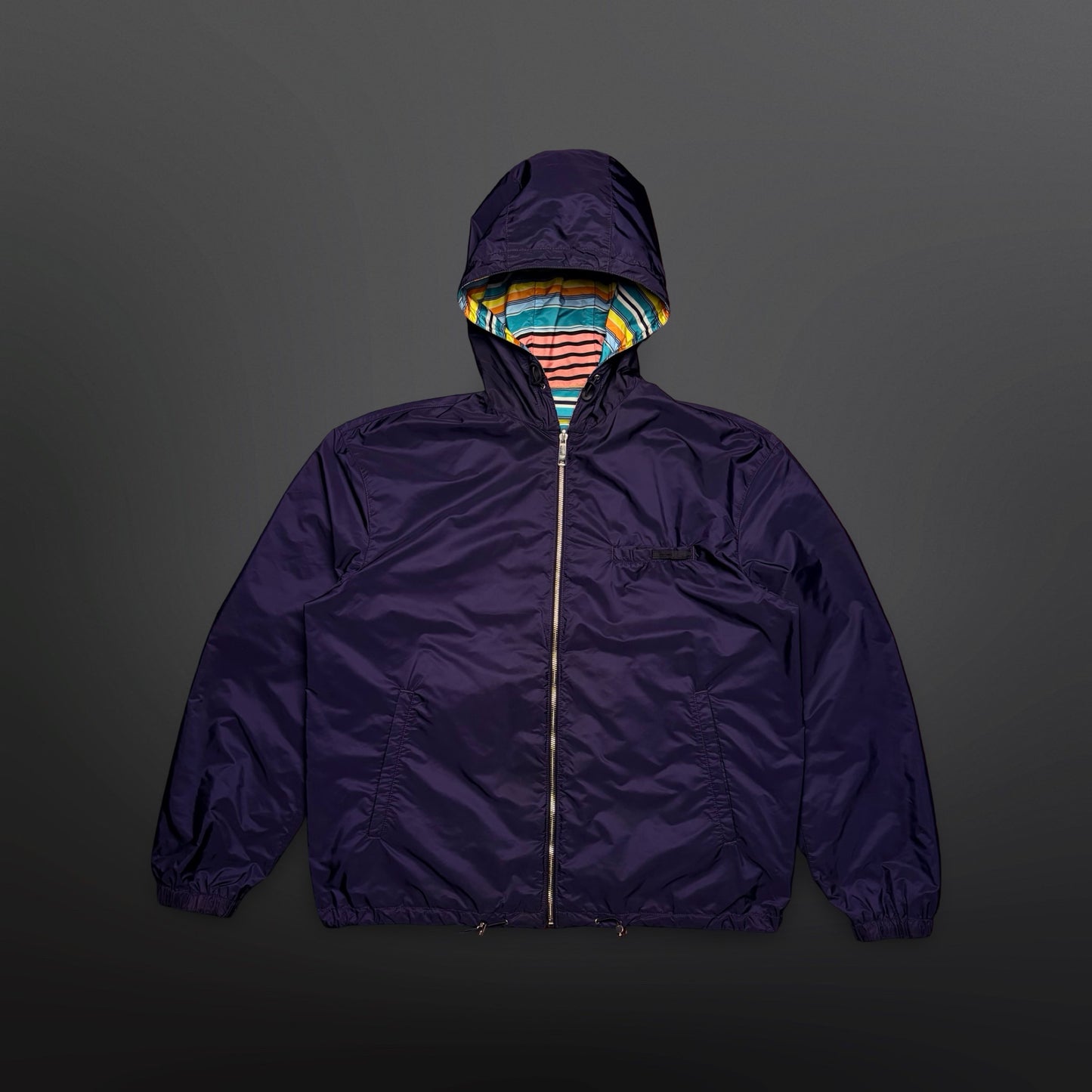 Prada Reversible Jakke – XL – Stribet / Navy Windbreaker