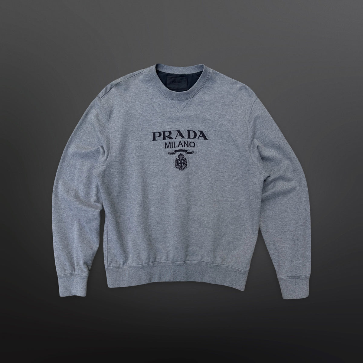 Prada Milano Logo Crewneck Sweatshirt – Grey – Large ( Fitter M )