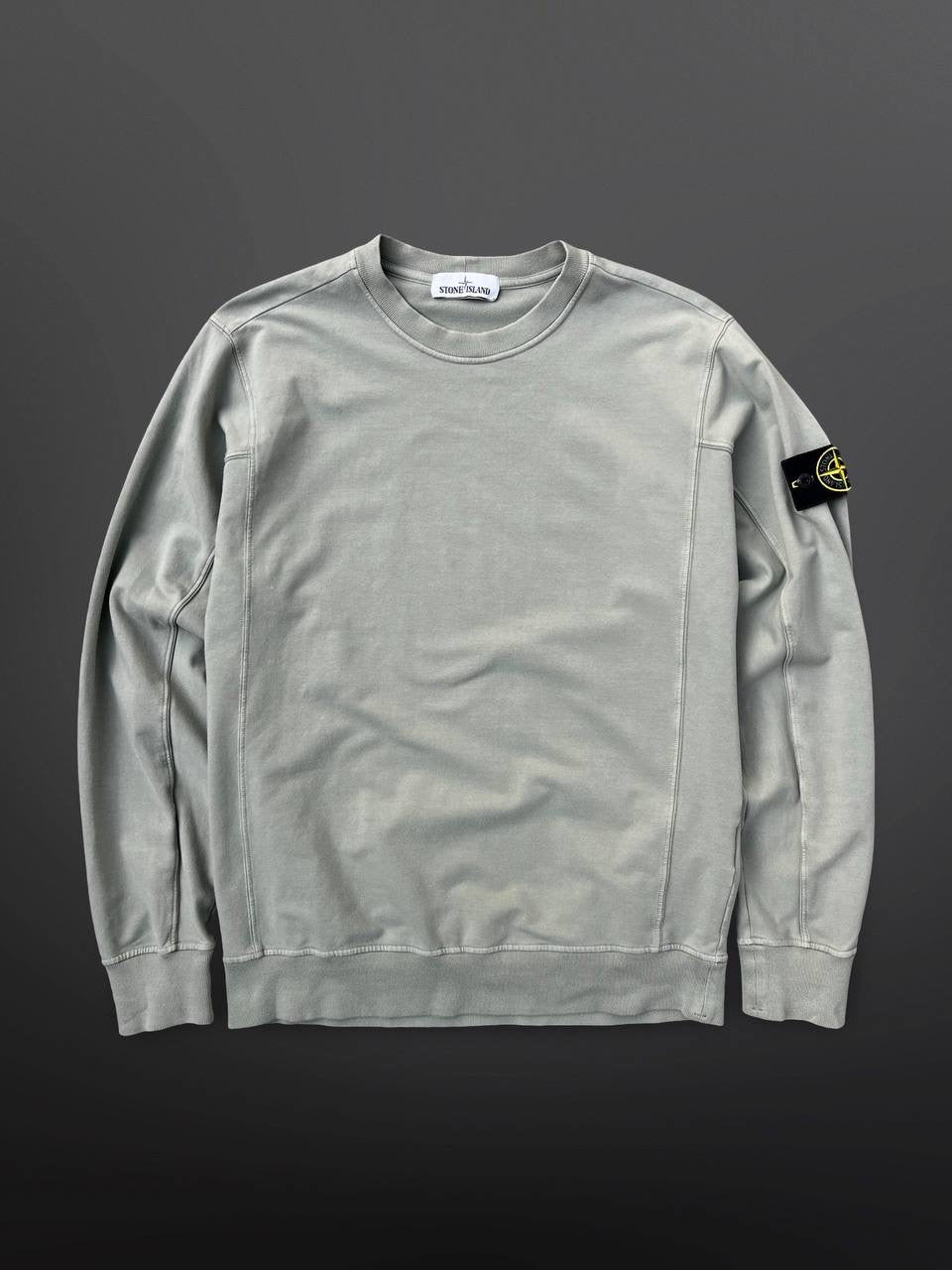 Stone Island Sweatshirt Pistaciegrøn Klassisk Crew Neck L Large Brugt Used