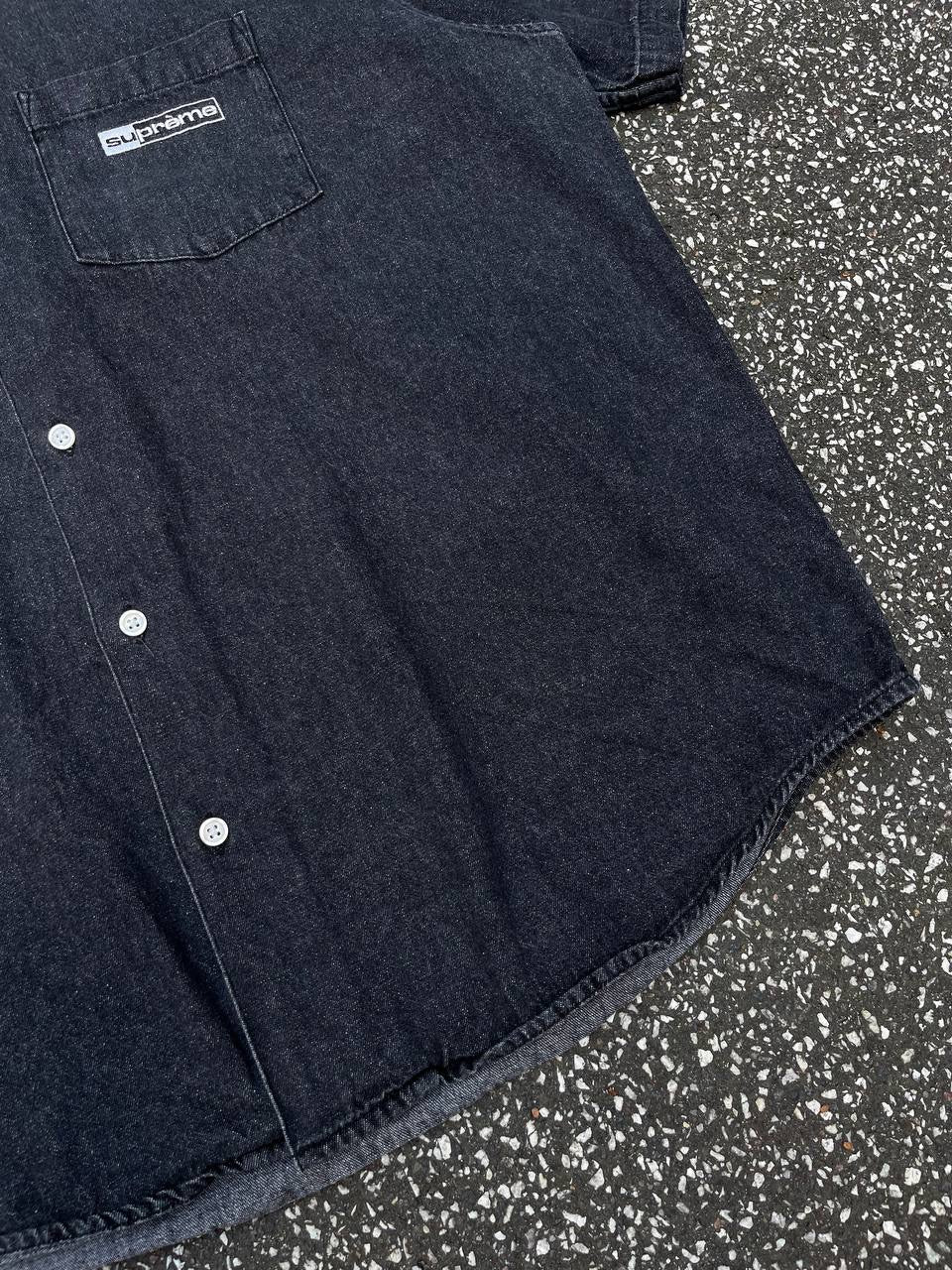 Supreme Skjorte Sommerskjorte Kortærmet Denim Cotton Grå Grey L Large