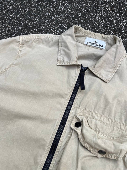 Stone Island Overshirt Skjorte Sommerjakke M Medium Beige Brugt Used