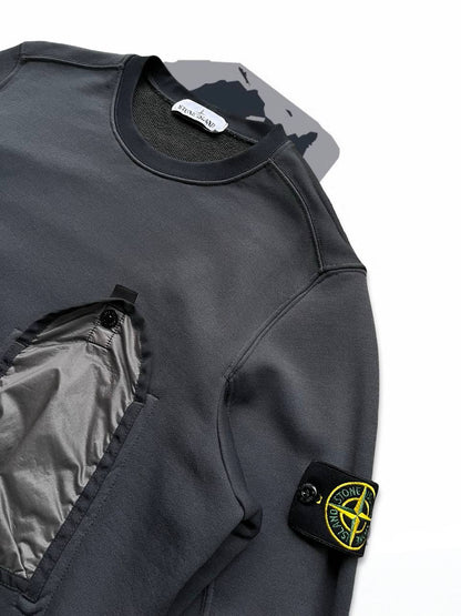 Brugt Used Stone Island Sweatshirt med lomme i Medium Grå Grey 711564046