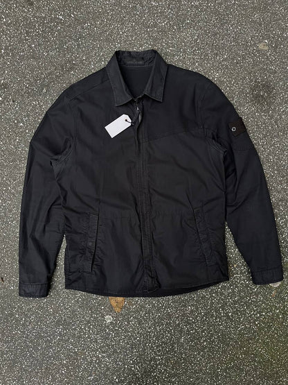 Overshirt let jakke Stone Island Shadow projekt med sort badge i Sort L large Sten Ø