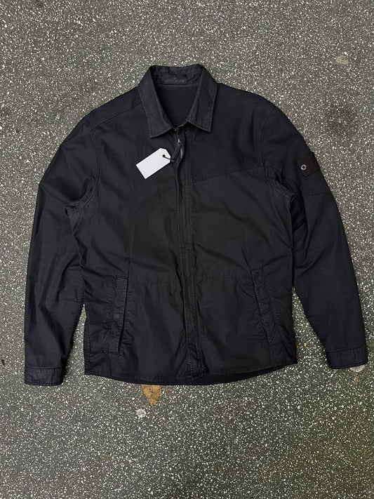 Overshirt let jakke Stone Island Shadow projekt med sort badge i Sort L large Sten Ø