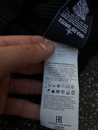Stone Island Uld Sweater Trøje XXL Sort Brugt Used
