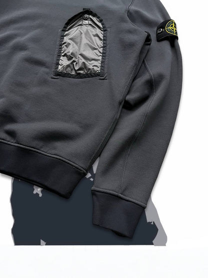 Brugt Used Stone Island Sweatshirt med lomme i Medium Grå Grey 711564046