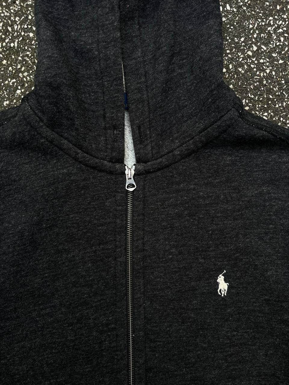 Brugt Used Vintage zip up hoodie Polo Ralph Lauren Old money i grå XL hættetrøje