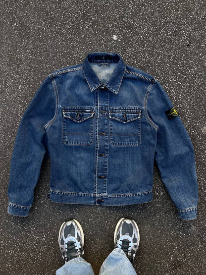Stone Island Denim jakke XL i Mørkeblå Fra 90’erne Vintage