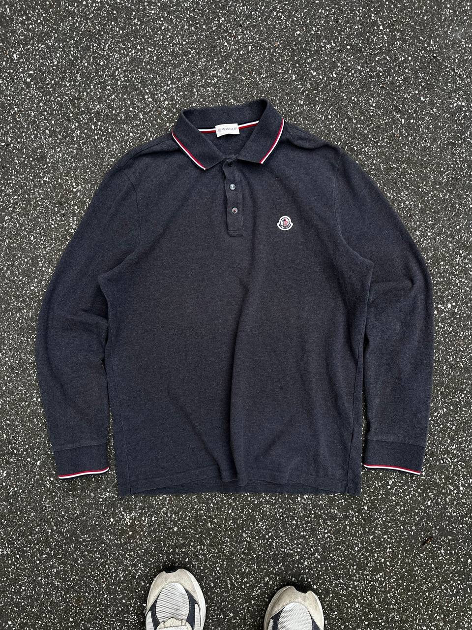 Moncler Polo Trøje Sweatshirt XL Grå Grey MAGLIA POLO MANICA LUNGA