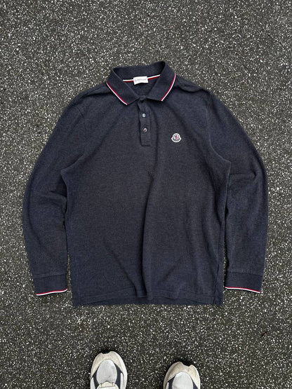 Moncler Polo Trøje Sweatshirt XL Grå Grey MAGLIA POLO MANICA LUNGA