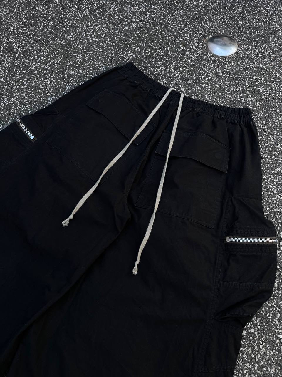 Rick Owens 09 Black Bukser Pants Med Brede Ben 48 Sort Brugt Used