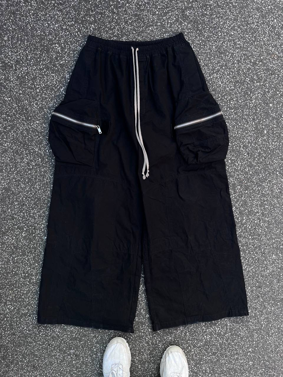 Rick Owens 09 Black Bukser Pants Med Brede Ben 48 Sort Brugt Used