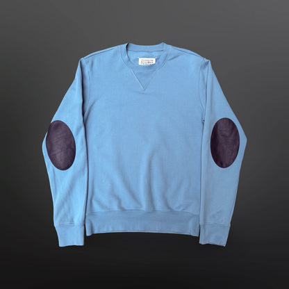 Maison Margiela 14 Elbow Patch Crewneck Sweatshirt – Light Blue – Medium / IT 46